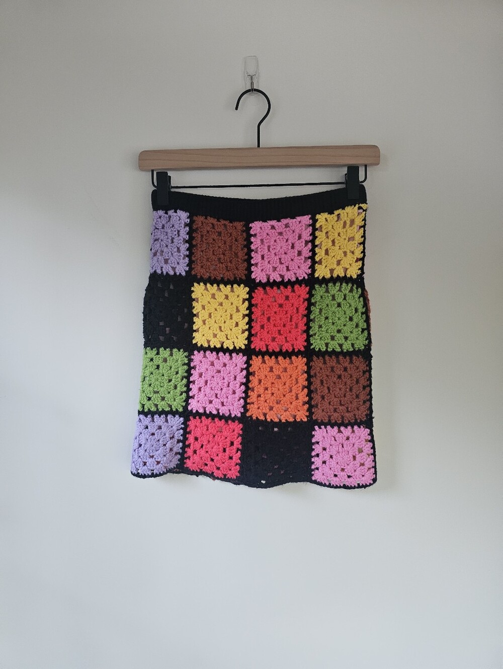 The Ragged Priest Gathering Multicolor Crochet Mini Skirt with Black Trim - Picture 3 of 8